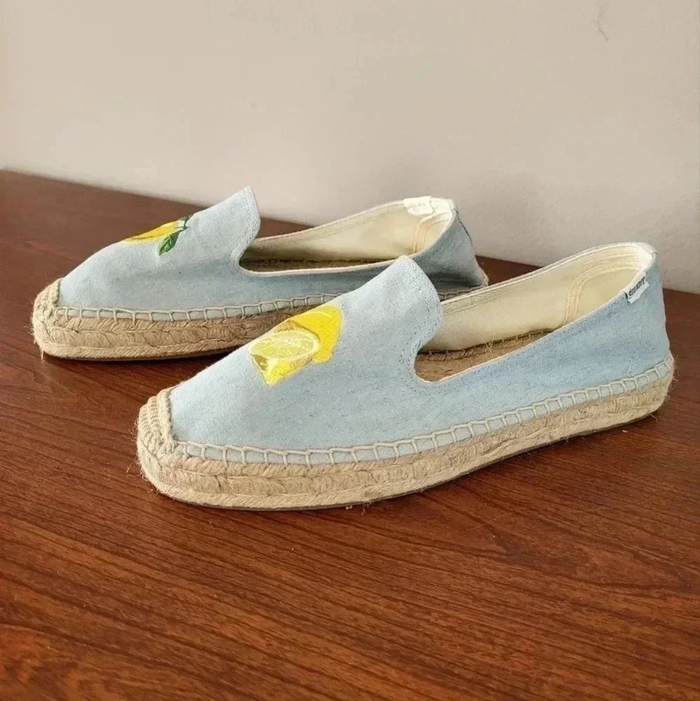 Soludos Lemon Platform Smoking Slipper Espadrilles(9.5)
